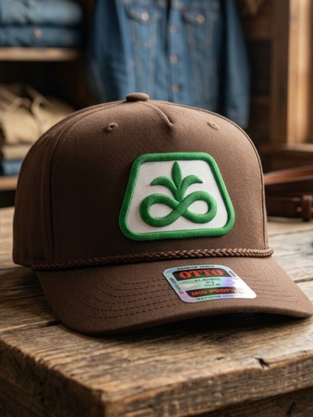 Retro Pioneer Seed Corn Hat Brown Patch OTTO Mid Profile Rope Snapback Cap USA